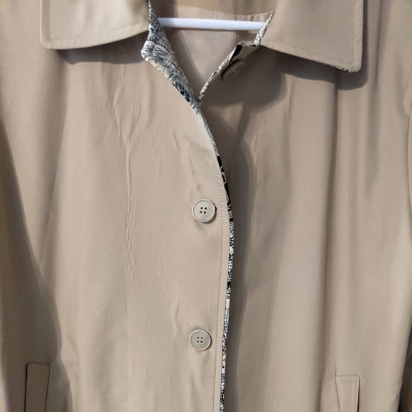 Nalgea Fashion Tan Button Front Trench with Paisley Lining Coat Size XL *Spot* - Picture 5 of 11